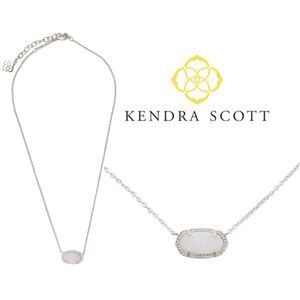 NWOT Kendra Scott Elisa Rhodium/Iridescent Drusy Pendant Necklace
